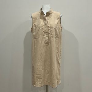 Lafayette 148 New York Khaki Tan Shift Sleeveless Dress Sz M